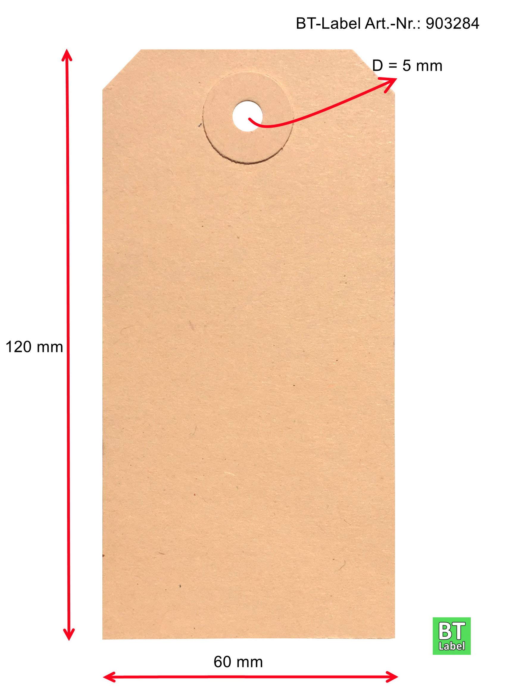 1000 cartellini da appendere, da 60 x 120 mm, con foro (occhiello in cartone rinforzato), ideali da usare come etichette per merci, cartoncini, bigliettini, ecc.
