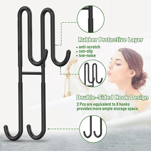 Vista 21 de Cerbonny Ganchos para puerta de ducha (10 pulgadas), paquete de 2 ganchos extendidos para toallas de baño, ganchos para puerta de vidrio sin marco