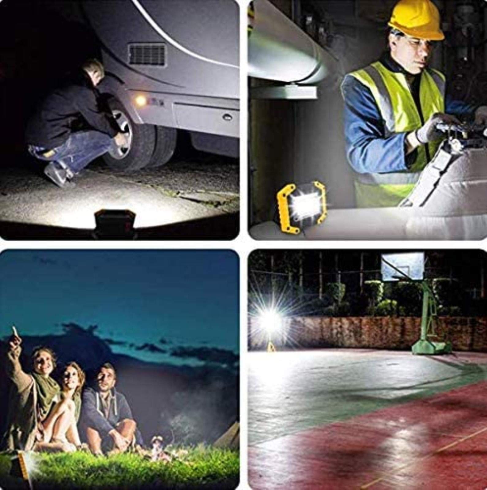 Luz de trabajo recargable, reflector LED de 30 W con 3 modos, carga USB, impermeable, ideal para camping, senderismo, seguridad al aire libre, iluminación de punto brillante para patio