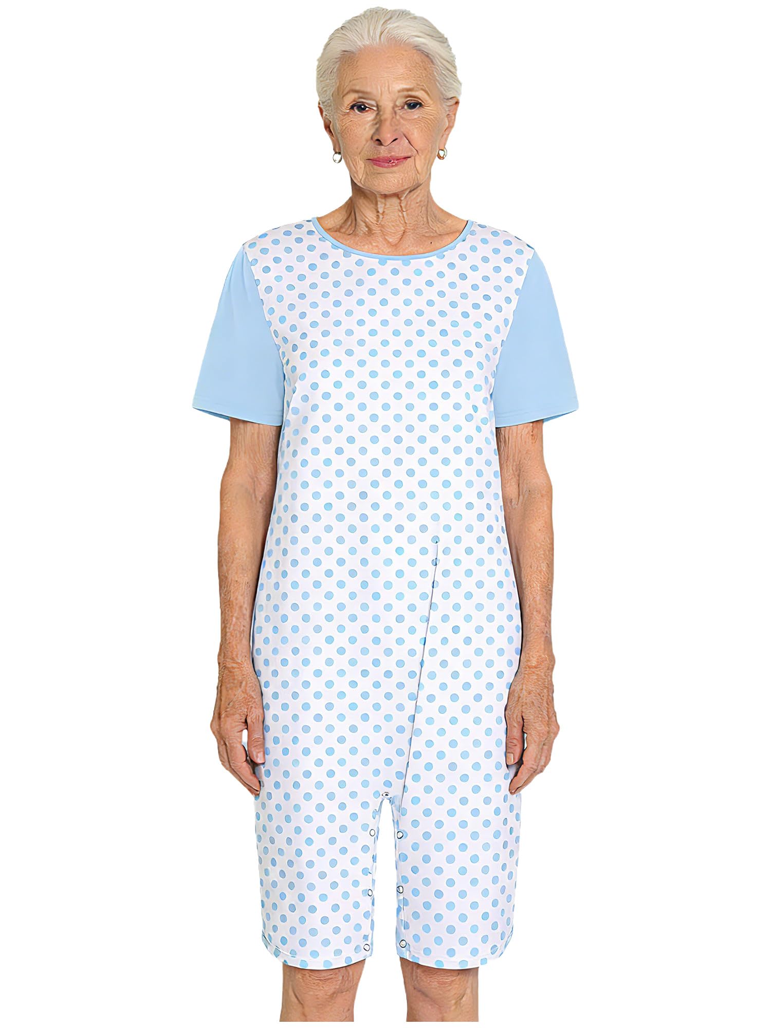 Sxiwei Combinaison Alzheimer Femme Manches Courtes Grenouillère Personnes Âgées Alzheimer Pyjama Body Combishort
