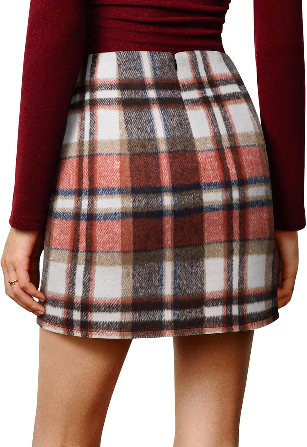 NIMIN Plaid Mini Skirts for Women High Waist Fall Winter 2026 Bodycon Pencil A-Line Skirt - Image 4
