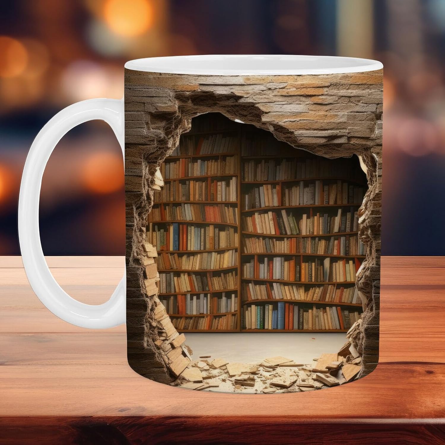 Book Coffee Mug, 3D Novelty Library Bookshelf Mugs Book