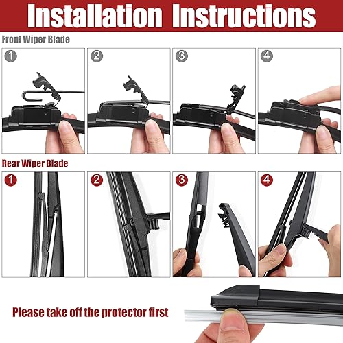 Miniatura 5 de ACROPIX Juego de 3 limpiaparabrisas delantero y trasero de 26 pulgadas, 22 pulgadas, 16 pulgadas, compatible con Honda Odyssey 2005-2022 con gancho
