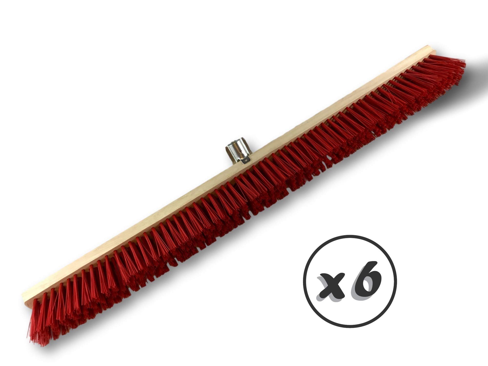Szczotka warsztatowa typ kantonierski | Zestaw 6 | Track Outdoor | Długość 100 cm | Wypełnienie szczotką PVC czerwoną | Drewniana podeszwa | Metalowe tulejki Ø 28 mm | Bez uchwytu | Kibros 2390Bx6