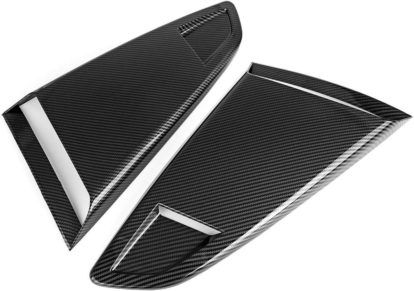 Compatible for Ford for Mustang 2015-2020 2Dr(Carbon Fiber Look) 1/4 Quarter Car Rear Side Window Louver Side Vent Scoop Cover Trim Side Vent Scoop Cover (Glossy Black)