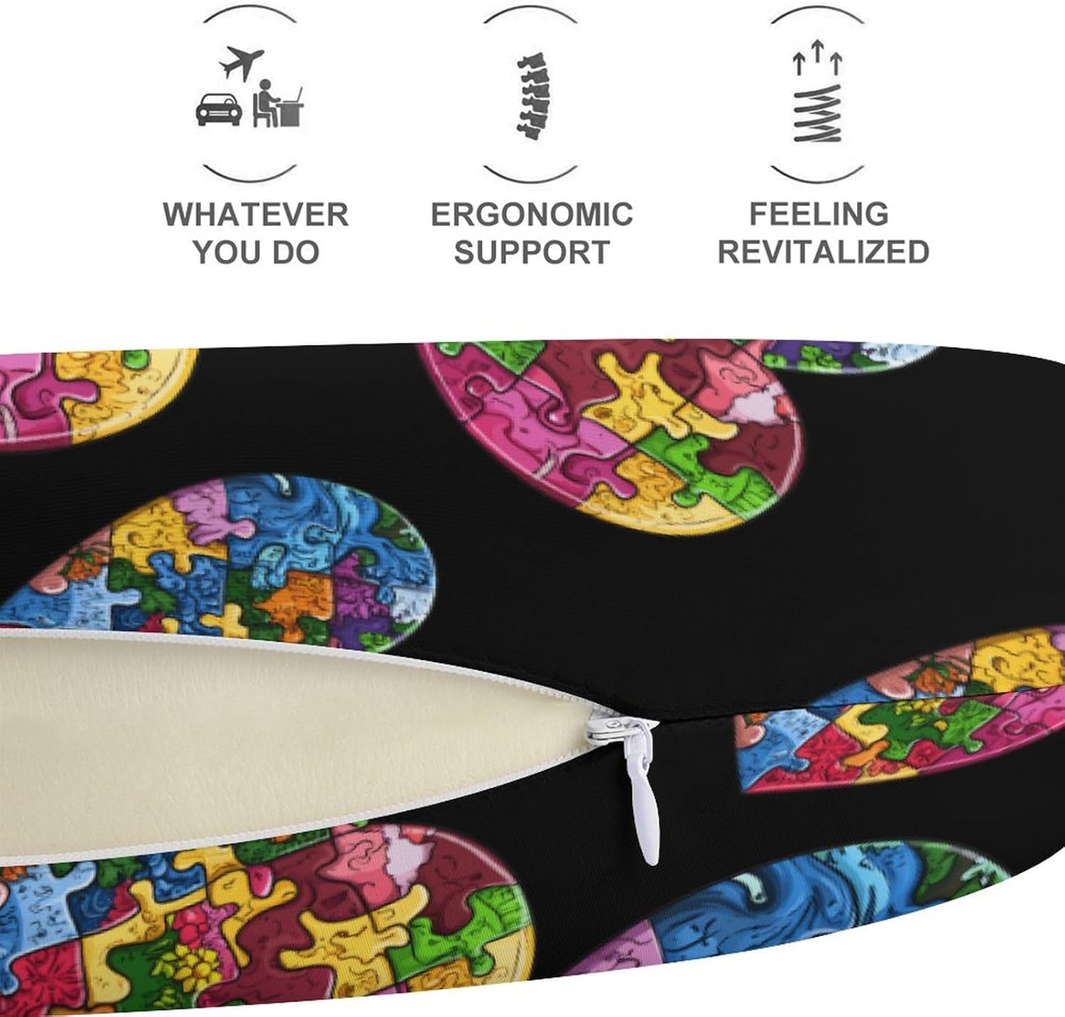 Earth Puzzle Heart Memory Foam Pillows U Shaped Travel Neck Pillow