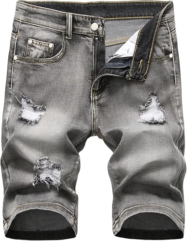 Amazon.com: Pantalones cortos de mezclilla para hombre, estilo casual,  rasgados, rotos y lavados, pantalones cortos de mezclilla holgados,  pantalones cortos de reparación (gris, 34) : Ropa, Zapatos y Joyería