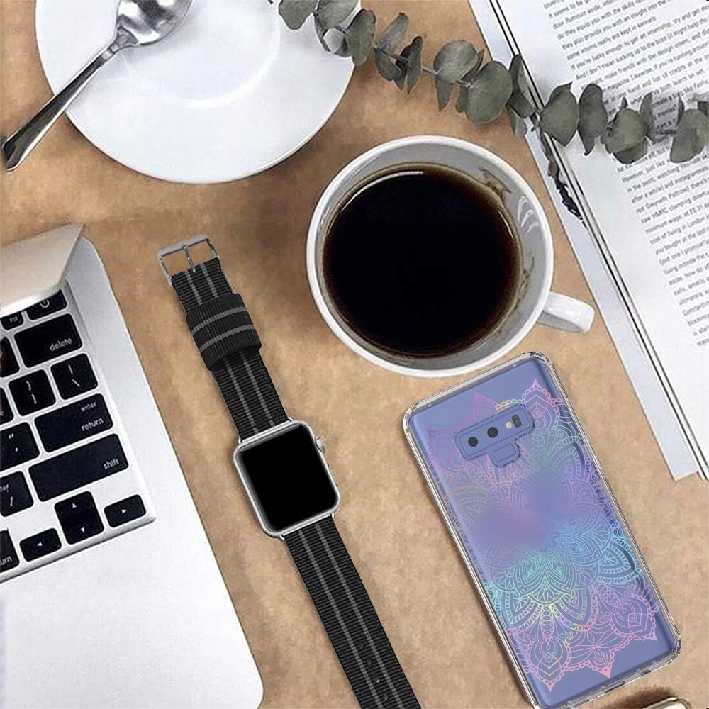 MOSNOVO Galaxy Note 9 Case, Gradient Rainbow Henna Mandala Pattern Clear Design Printed Transparent Plastic Back Case with TPU Bumper Protective Case Cover for Samsung Galaxy Note 9