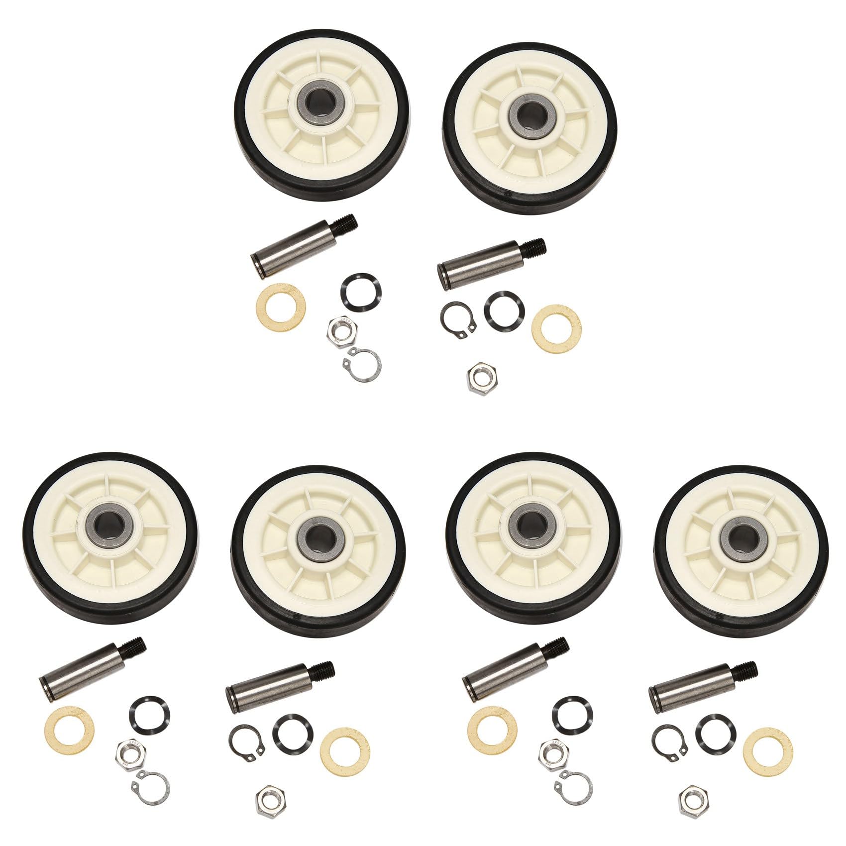 Hndhbfgrt 6PCS Dryer Drum Support Roller and Shaft for 303373, 12051541, ER303373K, 303373K