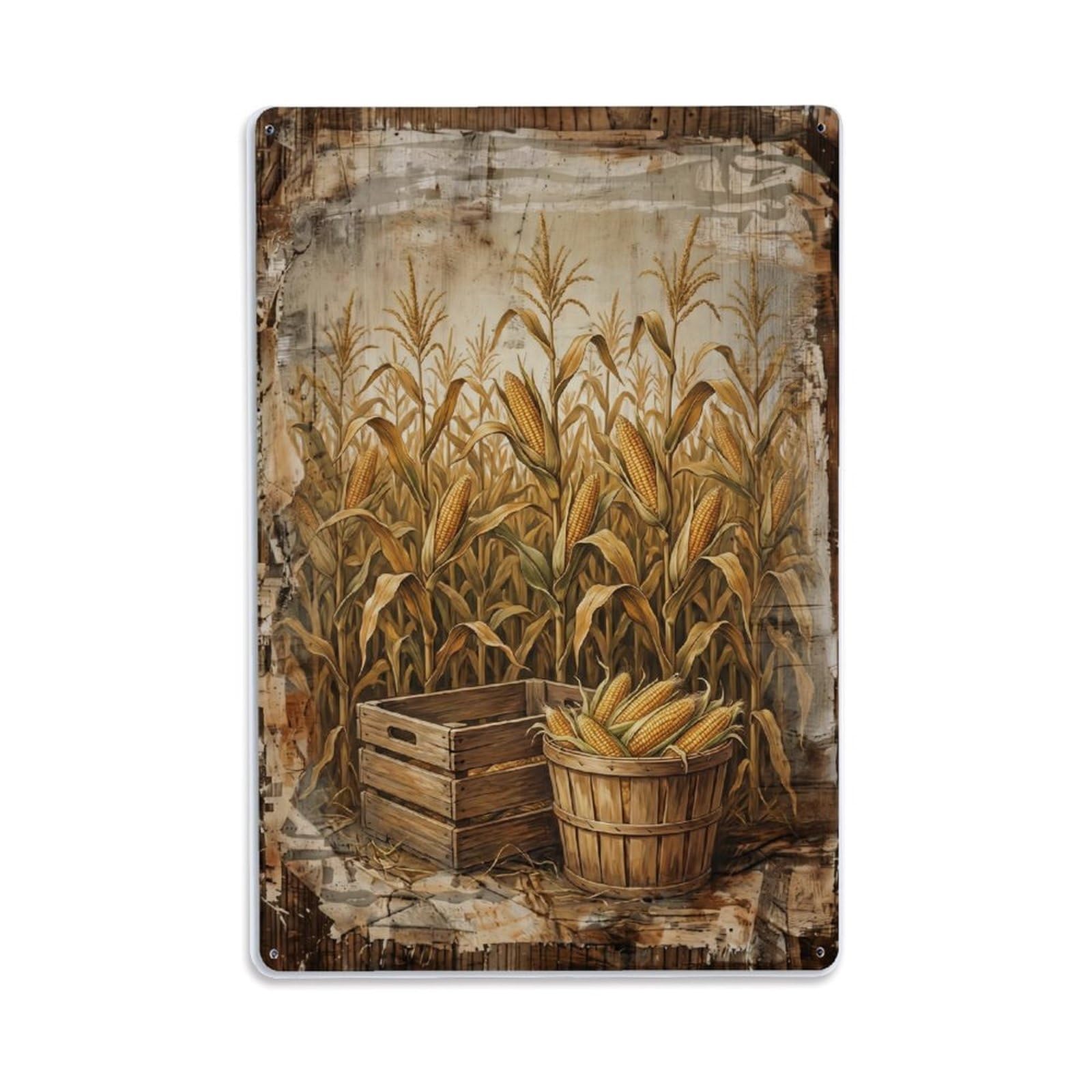 Corn Field Golden Vegetable Countryside Farm Metal Tin Sign Plaque Wall Decor for Cafe, Club Bar, Office, Home Garden Metal Poster 8x12Inch