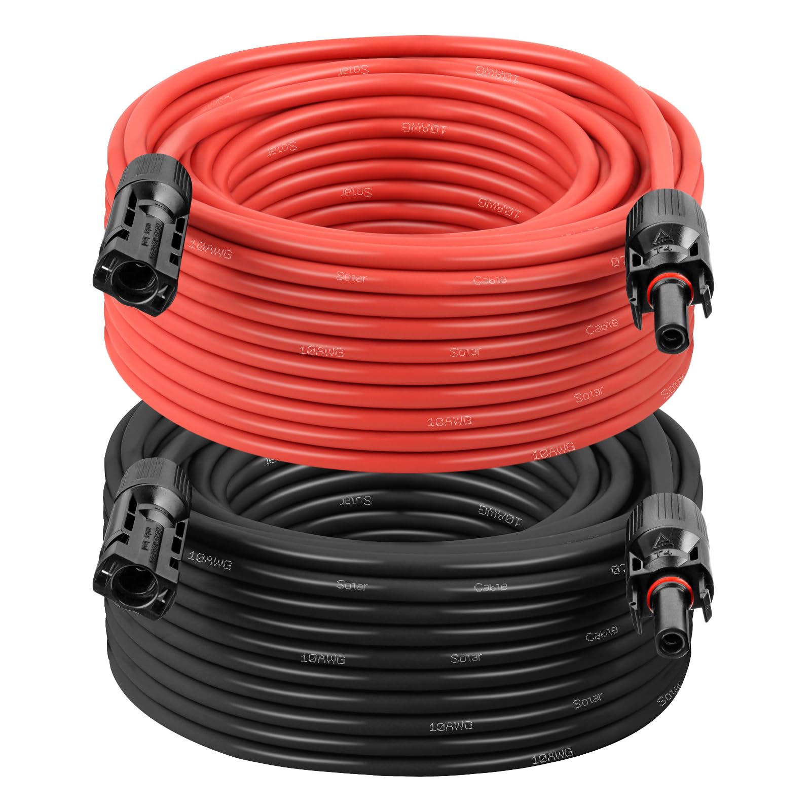 10AWG Solar Extension Cable 75FT – 2 Pack Red &amp; Black PV Wire with Solar Connectors, 84-Strand Tinned Copper, Dual XLPE Insulated, Outdoor UV-Resistant Cable for RV, Inverter, Battery