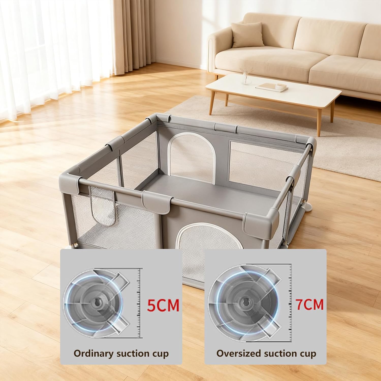 Baby Playpen 47 x 47 Inch, Large Playpen for Babies and Toddlers, Indoor & Outdoor Baby Fence Play Yard with Breathable Mesh