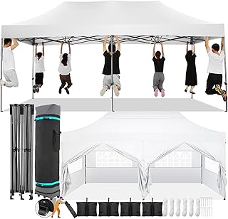 COBIZI 10x20 Pop Up Canopy with 6 Sidewall,Heavy Duty Canopy UPF 50+ All...
