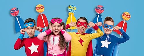 Miniatura 5 de Piruletas de caramelo de superhéroe con capas, 12 ventosas envueltas individualmente de 2 pulgadas, recuerdos de fiesta de Marvel