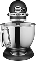 Vista 3 de KitchenAid Artisan Series - Batidora de pie de 5 cuartos de galón con escudo de vertido, color negro imperial y accesorio para trituradora