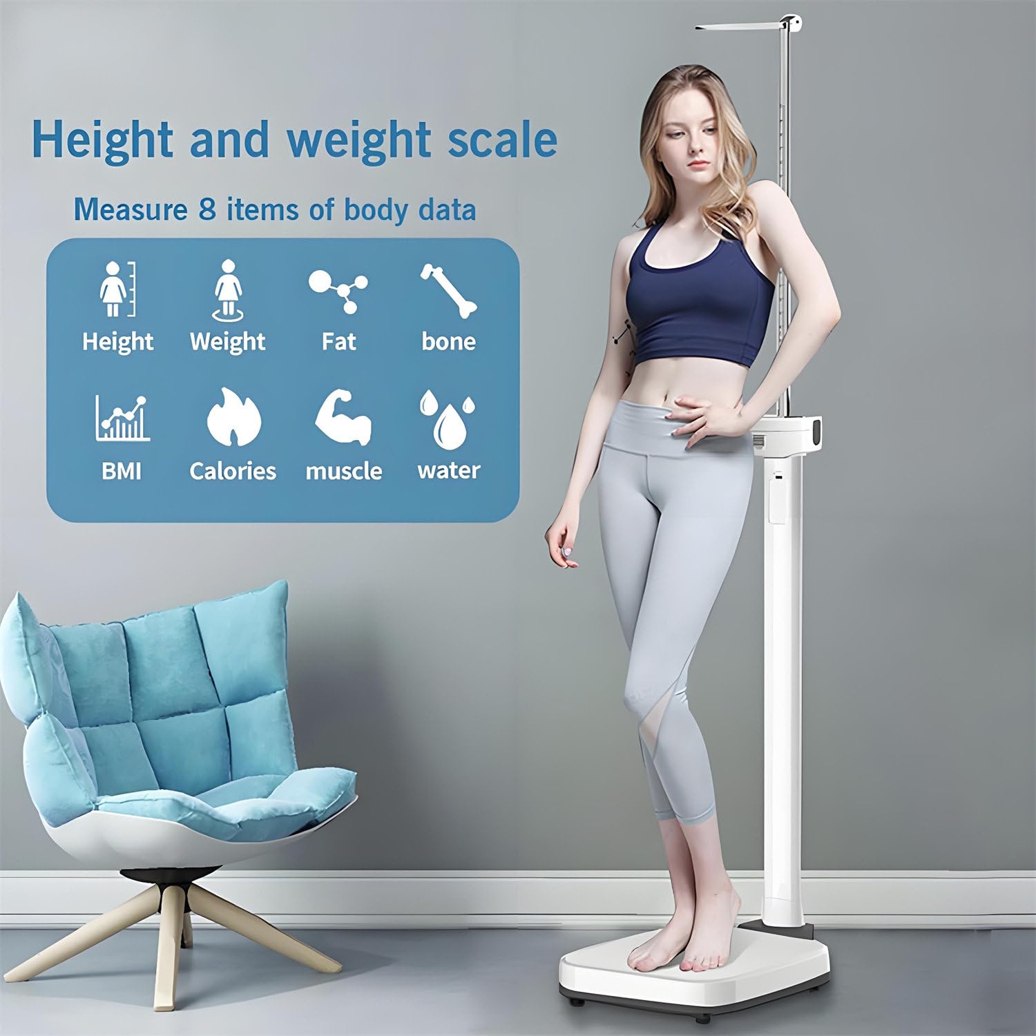 Körperfett-Analysegerät Ärzte, 200 Kg Tragkraft, Zur Messung Von Körpergröße, Körperfett Und Bmi – Multifunktions-Analysegerät Mit LCD-Display Zur Genauen Verfolgung Fettleibigkeitswerts