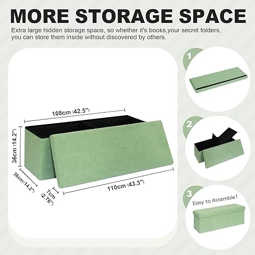 Miniatura 68 de PINPLUS Otomanas otomanas de almacenamiento con forma cuadrada con reposapiés de almacenamiento para sala de estar, asiento otomano Boucle para