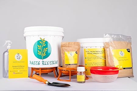 Waste Blossom Home Compost Kit (2 Bins * 15 Liters) for Aerobic composting | Home Compost Kit with a Chat Helpline to Resolve The Queries.