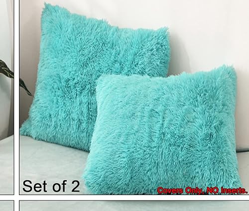 Miniatura 3 de MorroMorn Juego de 2 fundas de almohada peludas, fundas de almohada largas de piel sintética de lujo, juego de 2 fundas de almohada decorativas para