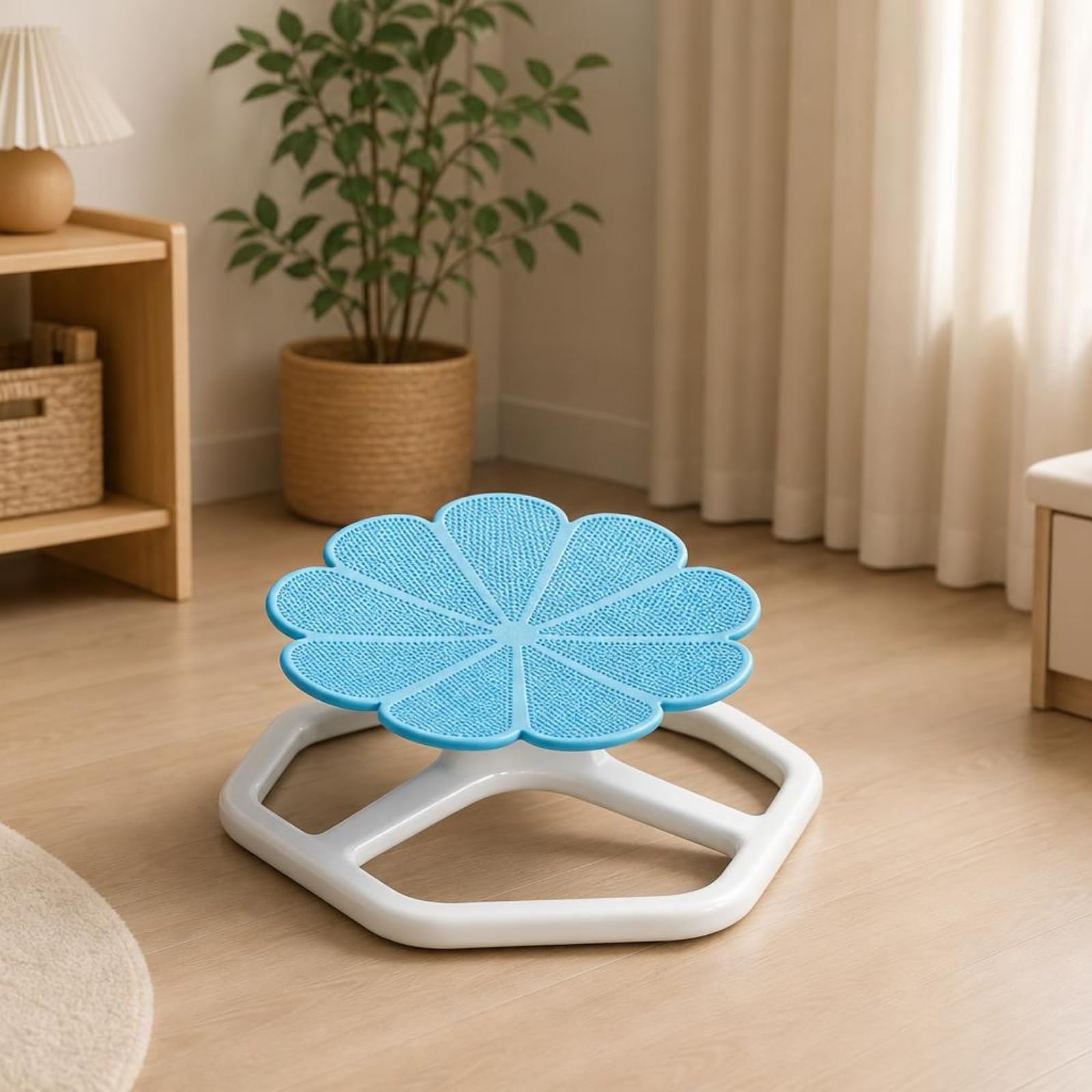 Sedia Sensoriale con Seduta a Fiore Sicura Sedile Girevole Divertente Giocattolo per Scuola Della'infanzia, Blu