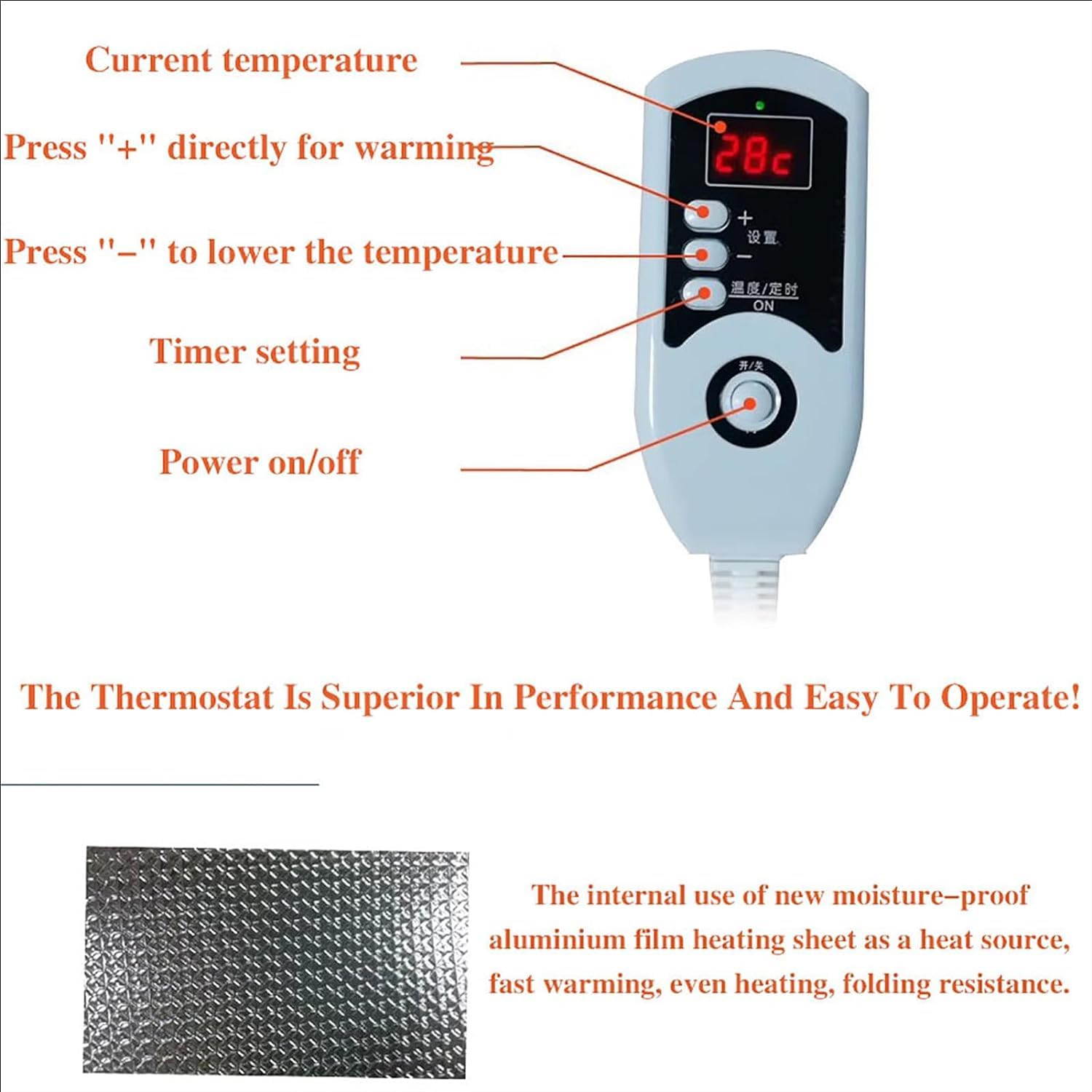 Impasto con kit riscaldatore, regolazione ad alta e bassa temperatura, ideale per pane, yogurt, natto, strumenti per la preparazione del pane di alta qualità (rosso, 27 cm)