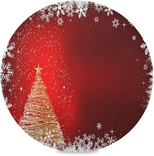 Miniatura 2 de Paquete de 6 manteles individuales redondos brillantes para árbol de Navidad, resistentes al calor, resistentes a las manchas, antideslizantes,