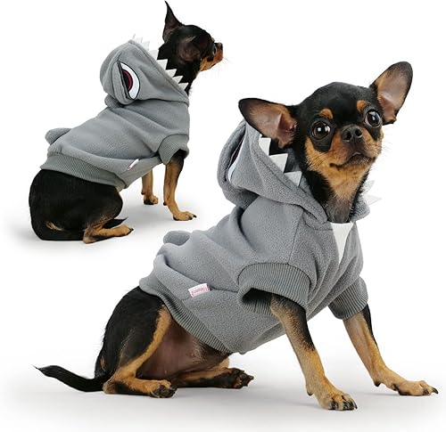 Frienperro Ropa de perro para perros pequeños, hembra, niño, sudadera con capucha de algodón para perro pequeño, disfraz de tiburón para perro, ropa