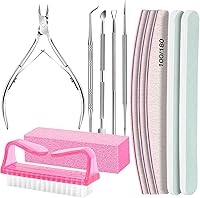 FANDAMEI 12pc Professional Manicure Pedicure Kit - Nail Files 100/180, Buffer, Cuticle Nippers, Pusher, Ingrown Toenail Tools for Women