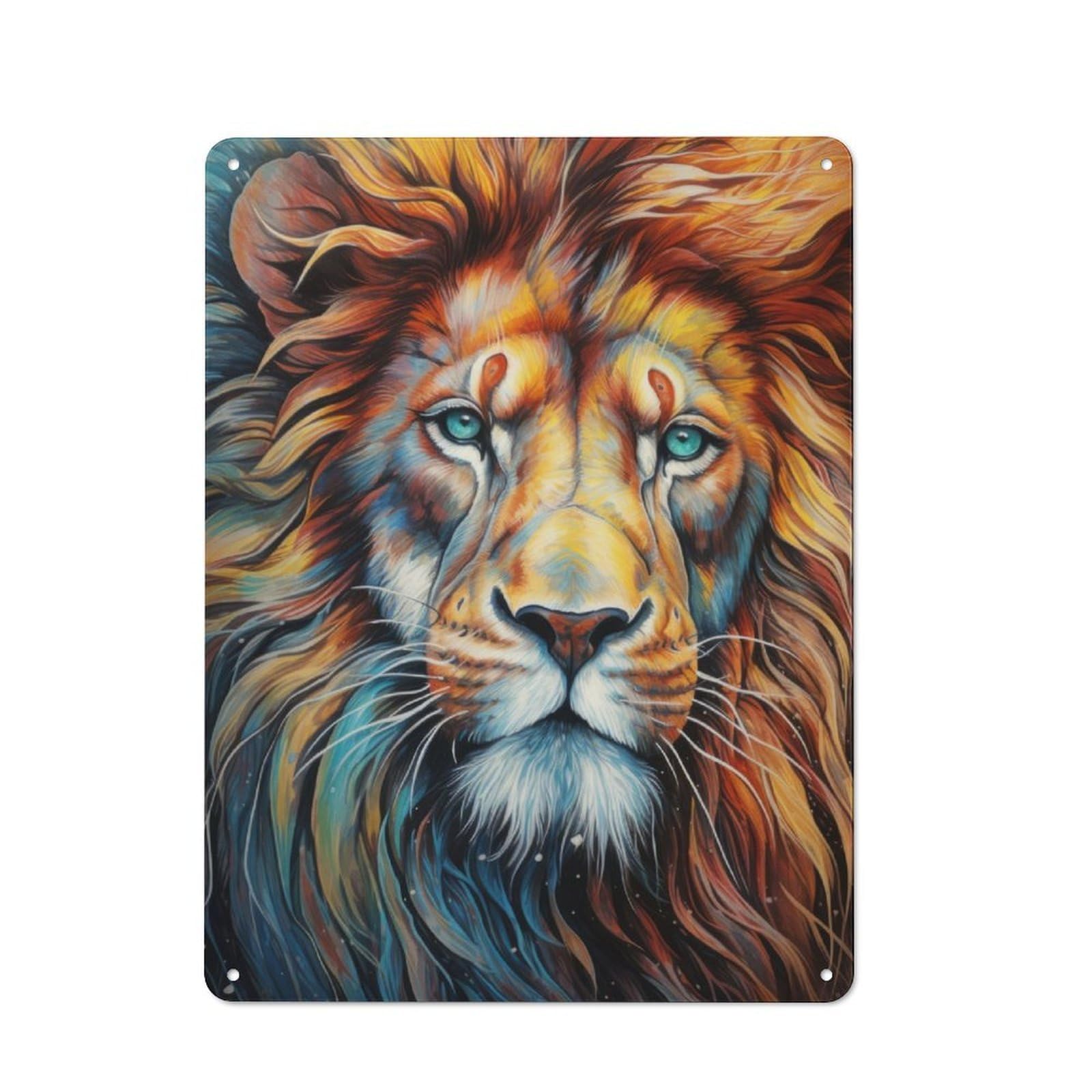 Junmoney Lion Amazing Portrait Vintage Metal Plaque 40X30cm For Living Room Or Hallway, A Christmas Gift For People Styling Living Room And Hallway