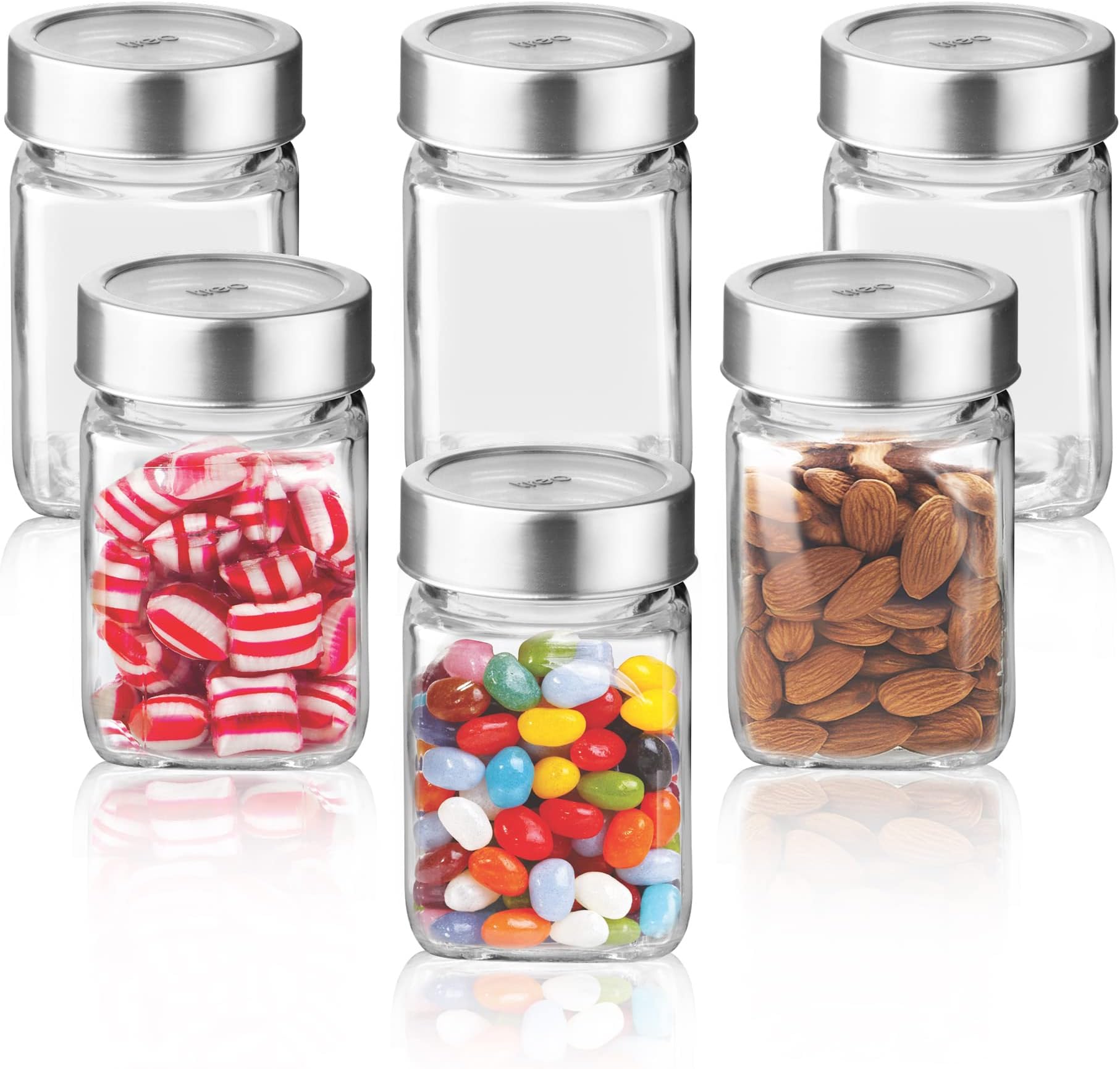 Treo By Milton Cube Storage Glass Jar, Set of 6, 310 ml Each, Transparent, BPA Free, Storage Jar, Kitchen Organizer, Modular, Multipurpose, Cookies Jar
