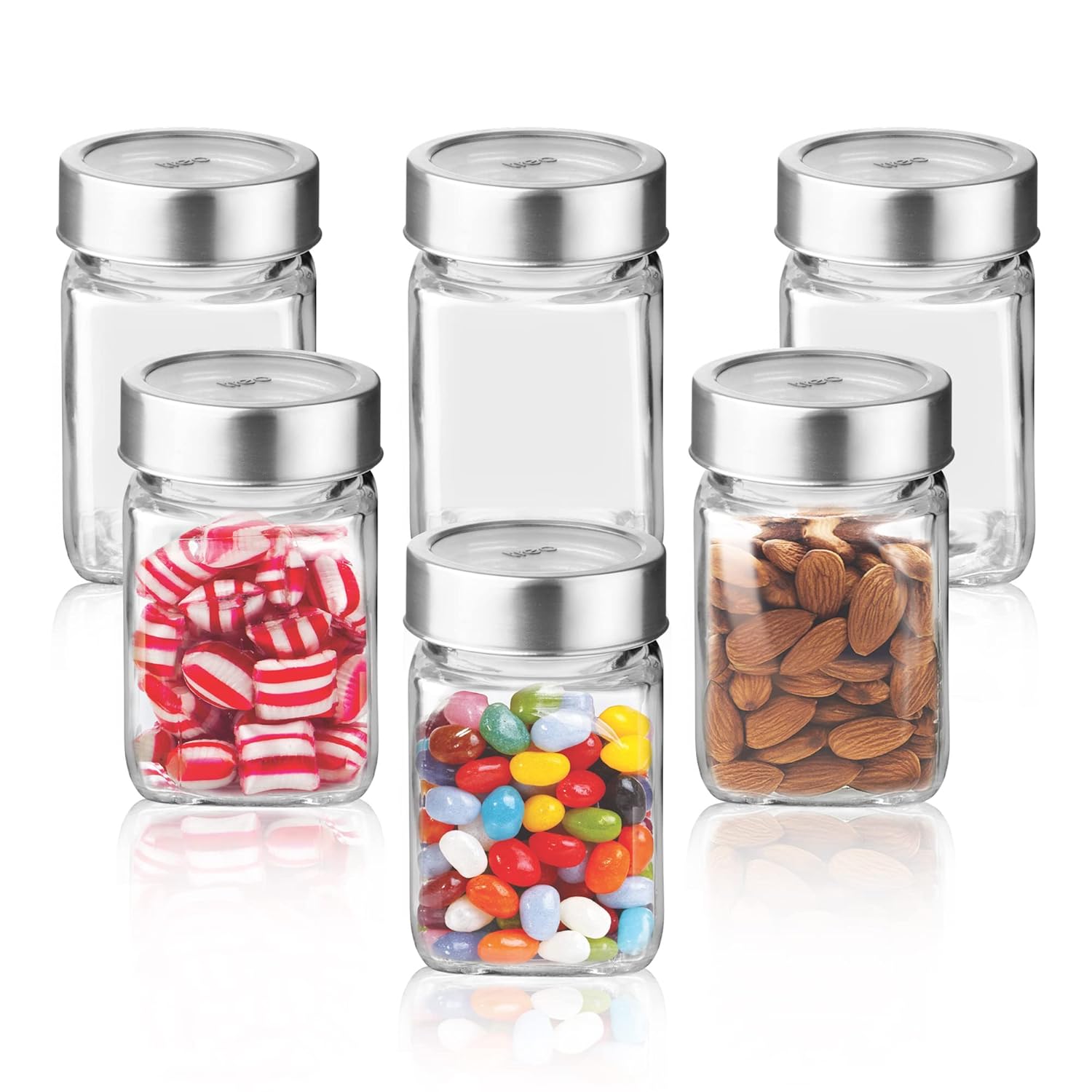 Treo By Milton Cube Storage Glass Jar, Set of 6, 310 ml Each, Transparent, BPA Free, Storage Jar, Kitchen Organizer, Modular, Multipurpose, Cookies Jar