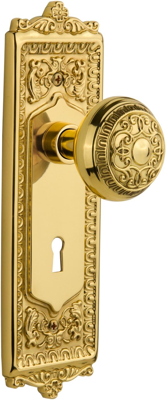 Nostalgic Warehouse Egg & Dart Plate with Keyhole Privacy Egg & Dart Door Knob in Timeless Bronze
