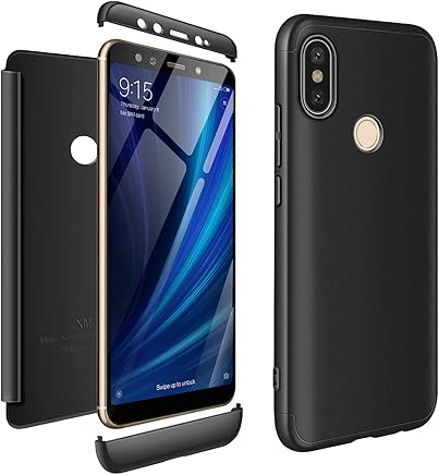 AROYI Funda Xiaomi Mi A2, Carcasa Xiaomi Mi A2 360 Grado 3 in 1 Slim Fit Rigida Ligera Ultra Fina H?brida Cover para Xiaomi Mi A2/ Mi 6X - Negro