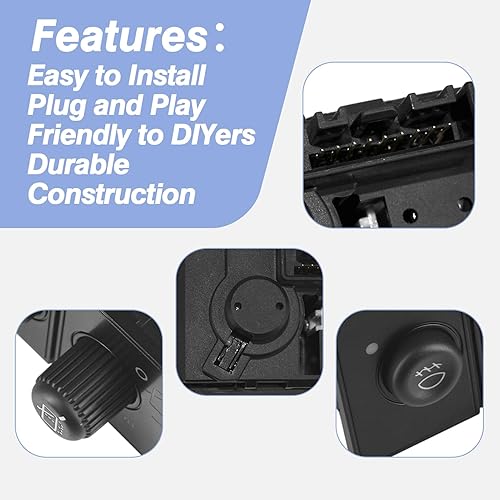 Miniatura 5 de Interruptor del limpiaparabrisas trasero, interruptor de control de luz antiniebla, compatible con Chevy Suburban 1500 2500 2003-2006 / Tahoe/GMC