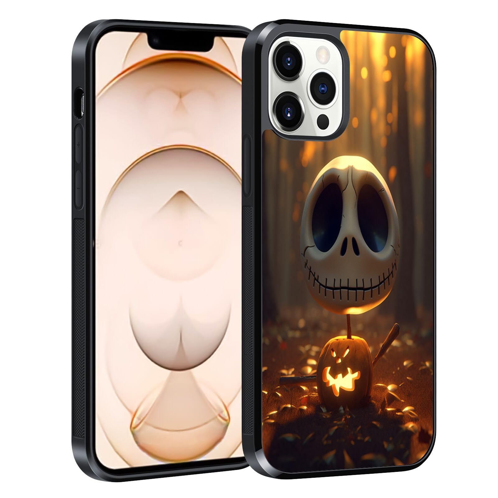 Phone Case Compatible with iPhone 13 Pro Designer Skull Anime-Art cc12 Black Frame Shockproof and Slim Rubber TPU Material with Uniqe Design