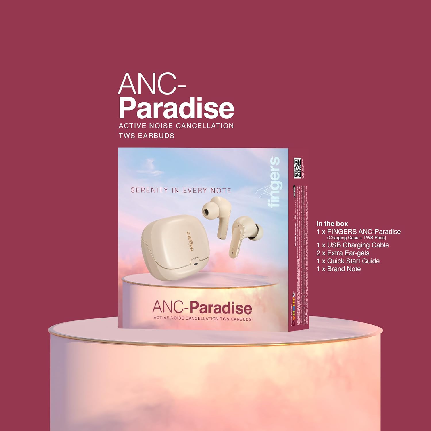 Contents of the FINGERS ANC-Paradise TWS Earbuds box