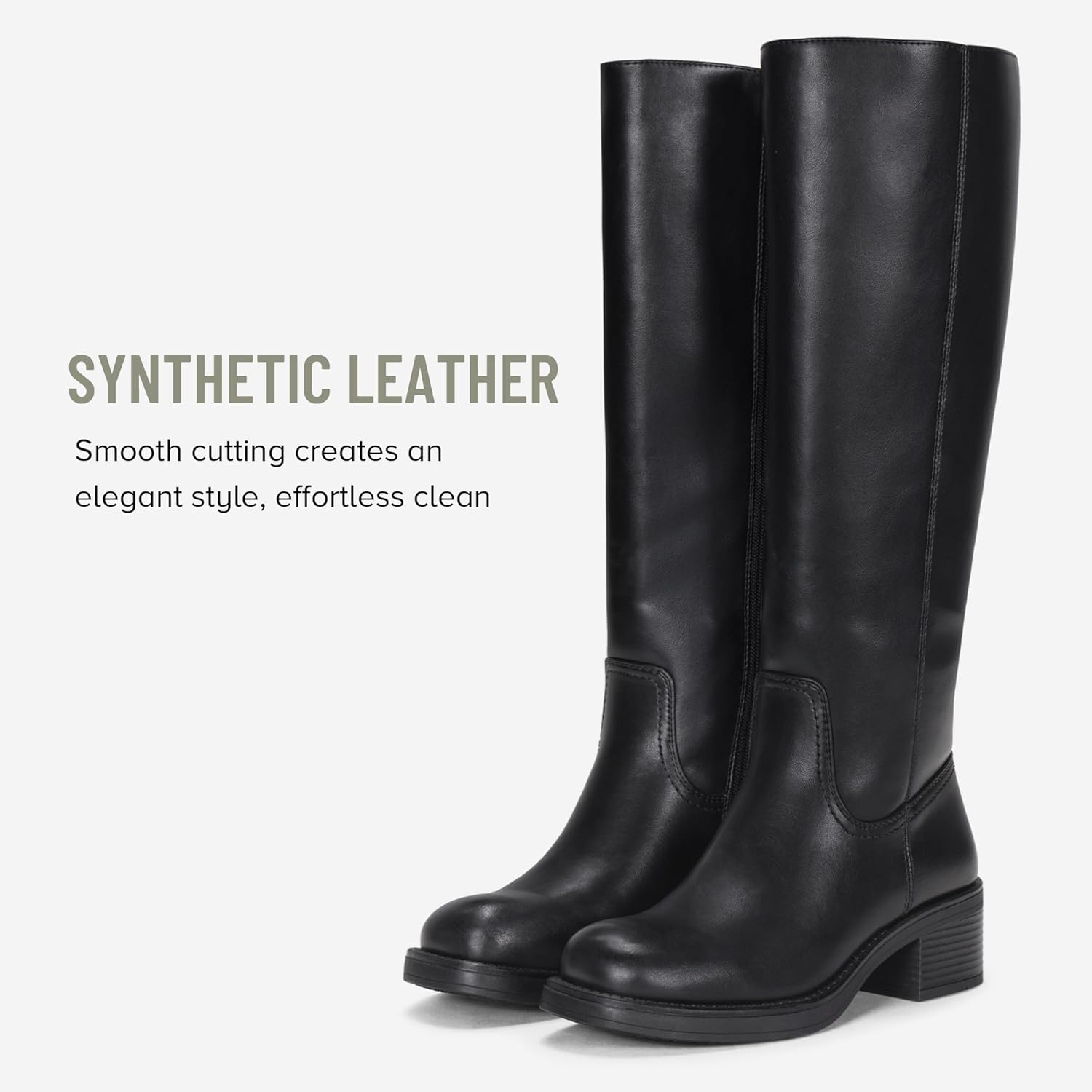 Vepose Women's Tall Knee High Boots 9565 Dress Chunky Low Heel Fashion Square Toe with Side Zipper Fall Leather Long Boot - Image 8