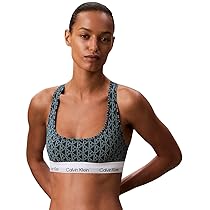 Calvin Klein Donna Bralette Unlined con Fascia con Logo, Verde (Bijou Modern Emblem Outline+Stratif), S