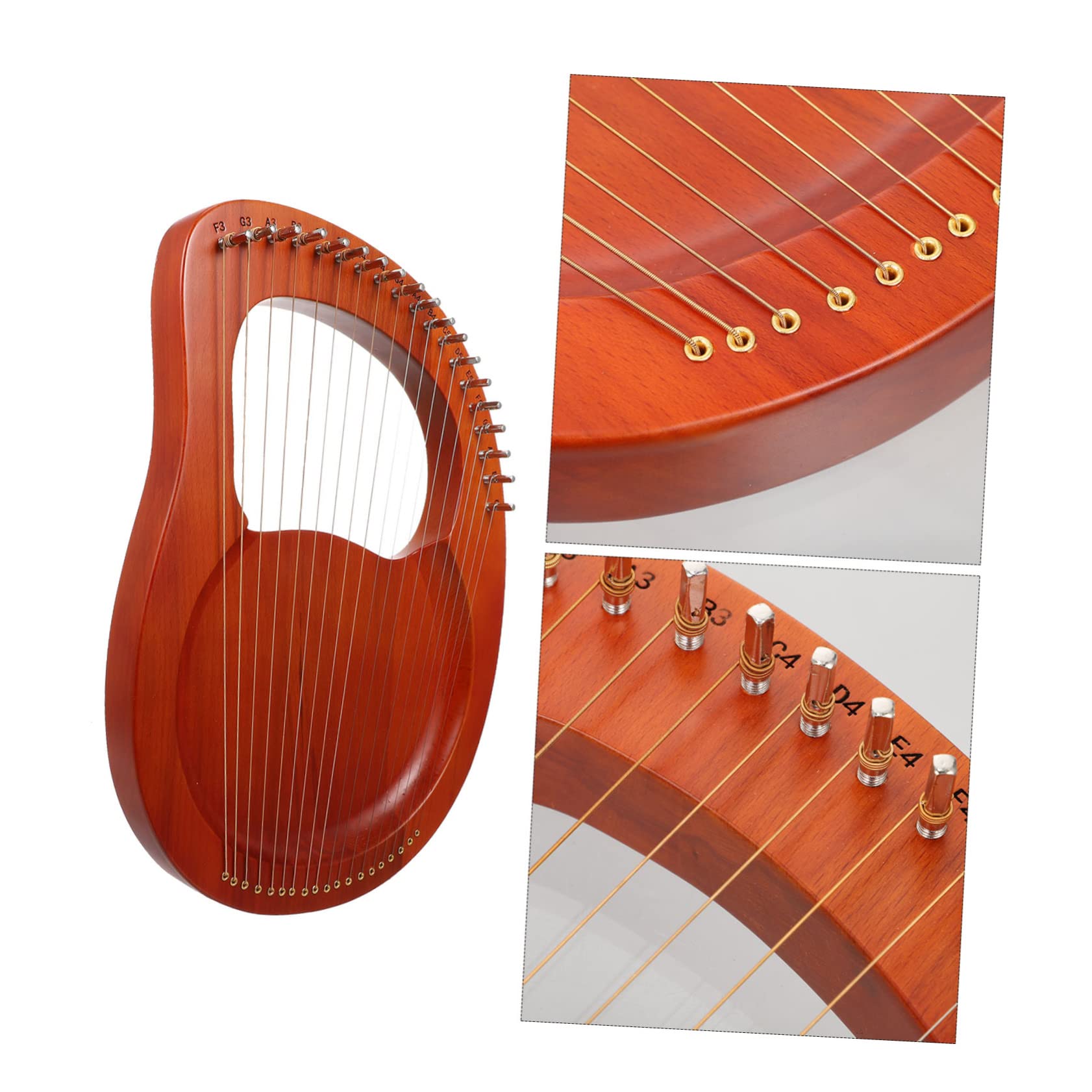 Lira Portatile a 19 Corde Marrone, Strumento Musicale per Ragazzo Ragazza | Set 1 Pezzo, Plastico, 2 Plettri Inclusi e Corde Extra, Suono Melodioso