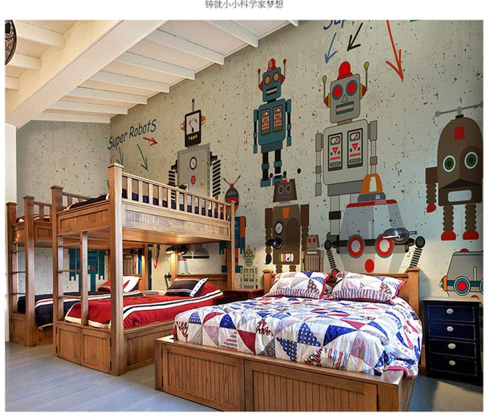 Cooldeer Customized Large Murals Superman Robot Children's Room Wallpaper Girl Boy Bedroom Bedside Wallpaper Custom Wall