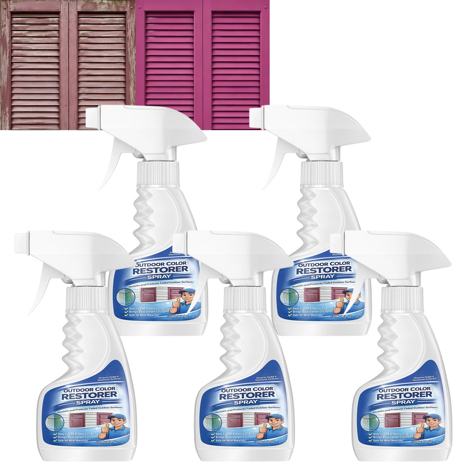 Outdoor Color Protectant Spray, Outdoor Color Restoration Spray, do użytku na zewnątrz, przywracający wyblakłe i wyblakłe powierzchnie zewnętrzne, w tym meble tarasowe (5 szt.)