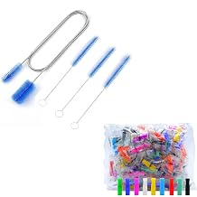 100pcs Straws Tips Reusable Silicone Straws with Flexible Straw Drain Brush Set
