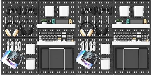 Miniatura 12 de Kit combinado de tablero de clavijas, juego de almacenamiento montado en la pared de 25.2 x 25.2 pulgadas con 4 tableros de clavijas y 20 accesorios