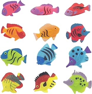 MORJCG 12Pcs Plastic Fish, Toy Fish, Fish Toys, Sea Animals Toys for Kids, Sea Creatures Toys for Children, Fish Toys for Children, Tropical Fish Toys, Party Favors Fish Figures for Boys, Girls, Kids