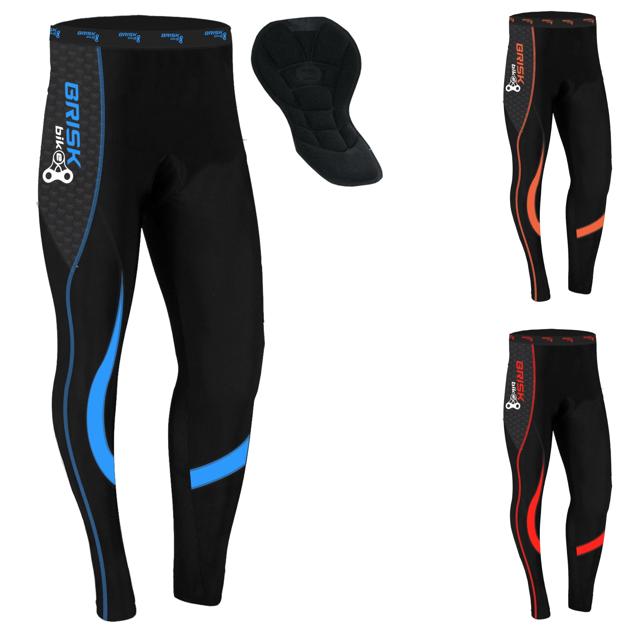Brisk Bike Pantalon Cycliste Homme Long Collants de Cyclisme rembourrés Cool Max Extensibles avec Coutures Flatlock | Leggings Thermiques pour Le Cyclisme