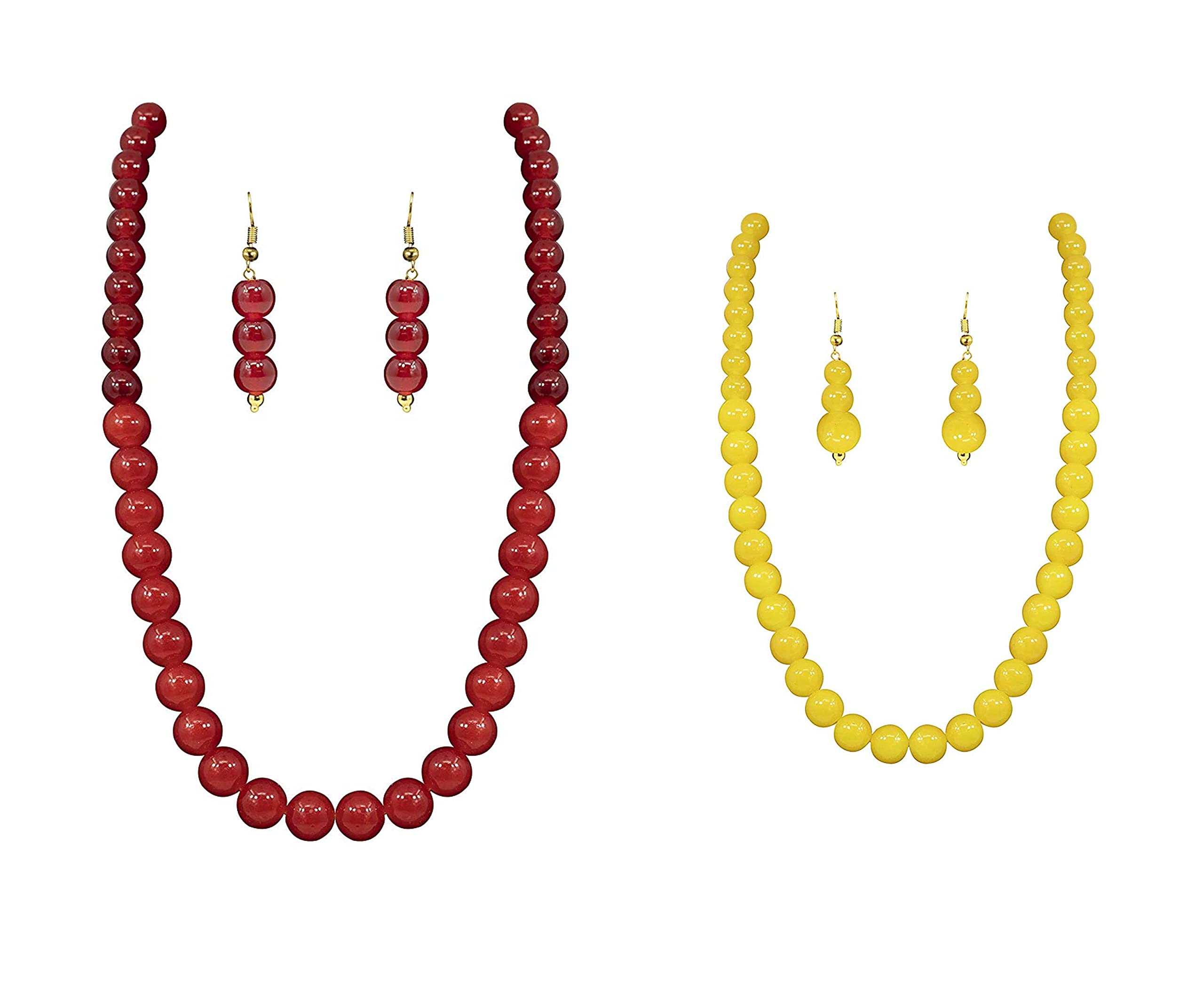 PANAASHE-RAJASTHANI 10MM & 8MM Yellow Beads with Dark Maroon Crystal Beads Necklace set (COMBO SETS) (B09HKM447N) Amazon Price History, Amazon Price Tracker