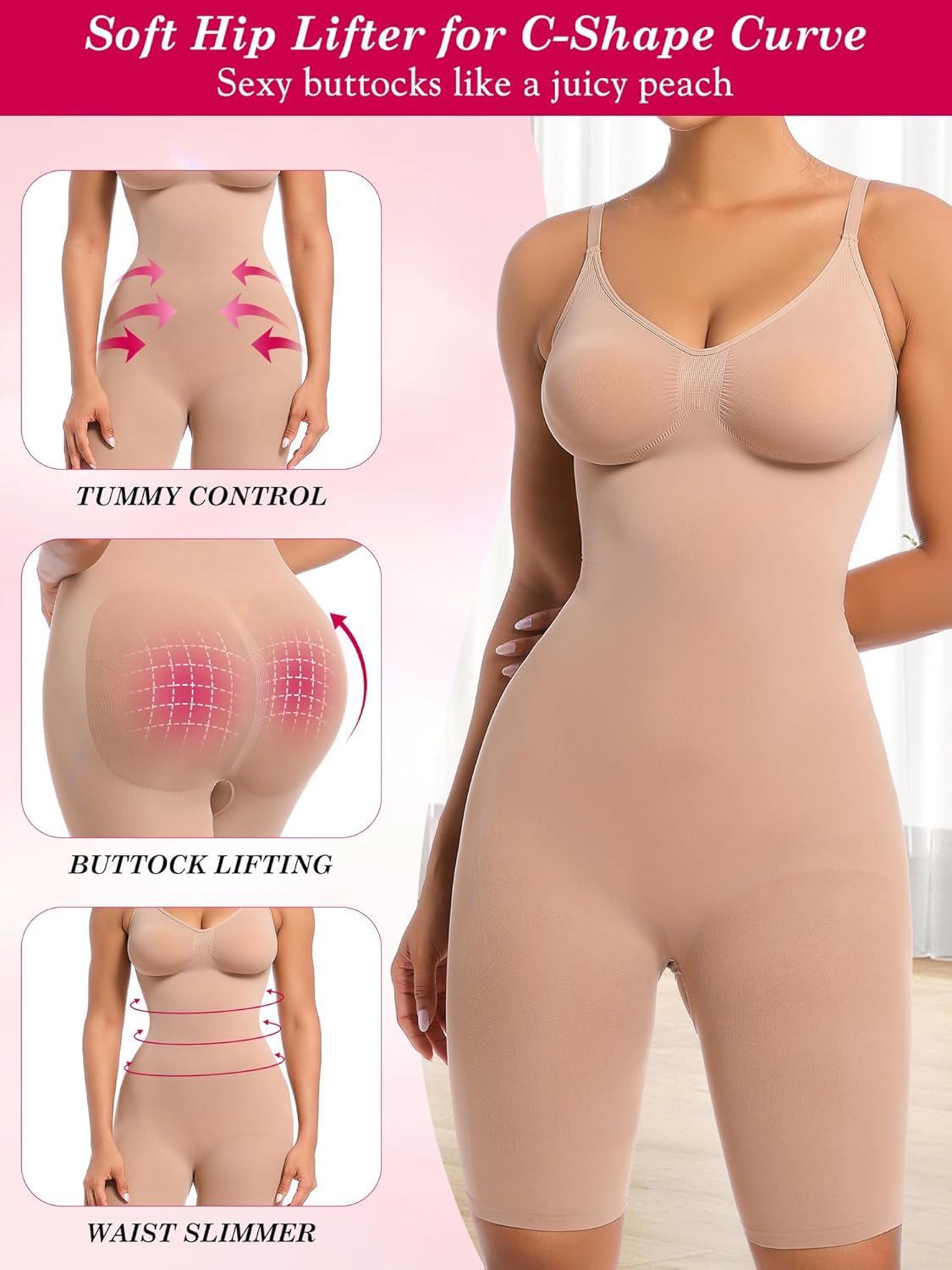 Atbuty Bodysuit for Women Shorts Tummy Control Seamless Shapewear Body Shaper - Image 4