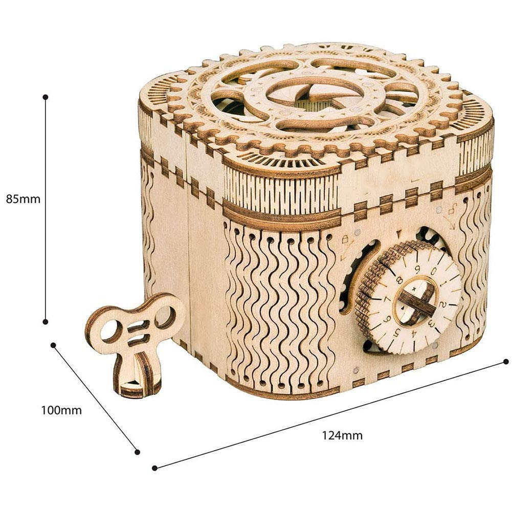 3D drewniane puzzle DIY zestawy do budowania modeli, puzzle, mechaniczna skrzynia na skarby Model DIY łamigłówka projekty dla dorosłych dzieci w wieku 14 lat