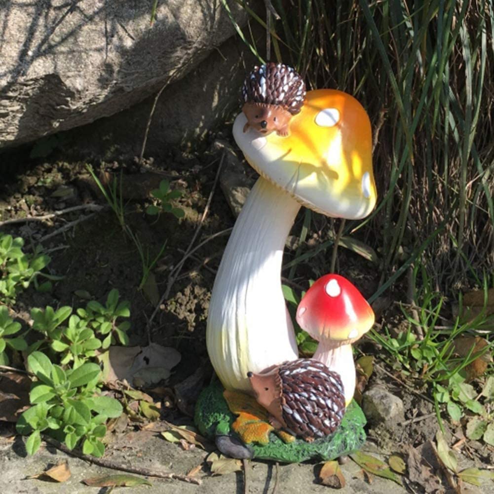 Figurki rzeźby ozdoby - do salonu, dekoracja stołu, posągi jeża do ogrodu, grzyb z figurkami zwierząt, rzeźby, ozdoba, patio, podwórko, balkon, dekoracja tarasu, na zewnątrz, A