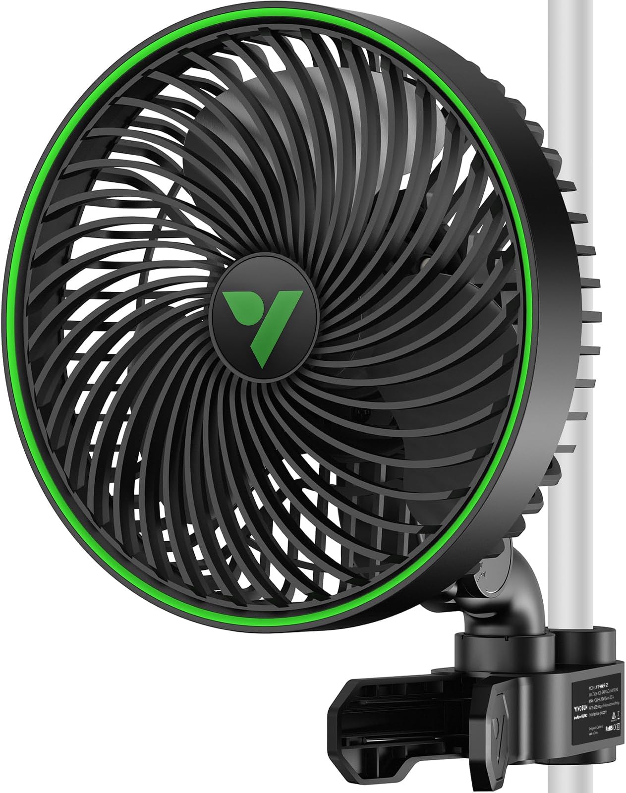 VIVOSUN AeroWave E6 Grow Tent Fan 6”, EC Motor, Smart Wifi Control, US Patented Auto Oscillating Clip fan, Weatherproof IP-54, Strong Airflow but Quiet for Hydroponic Ventilation Circulation
